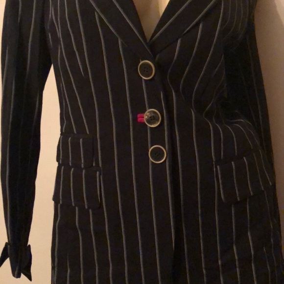 Les Copains sz 42 (11) pin striped suit Black HOT - Picture 2 of 8